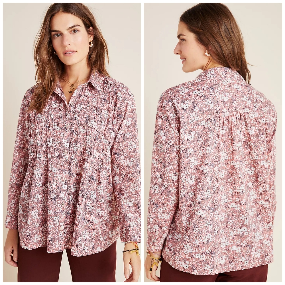 Anthropologie Pilcro smocked blouse M
